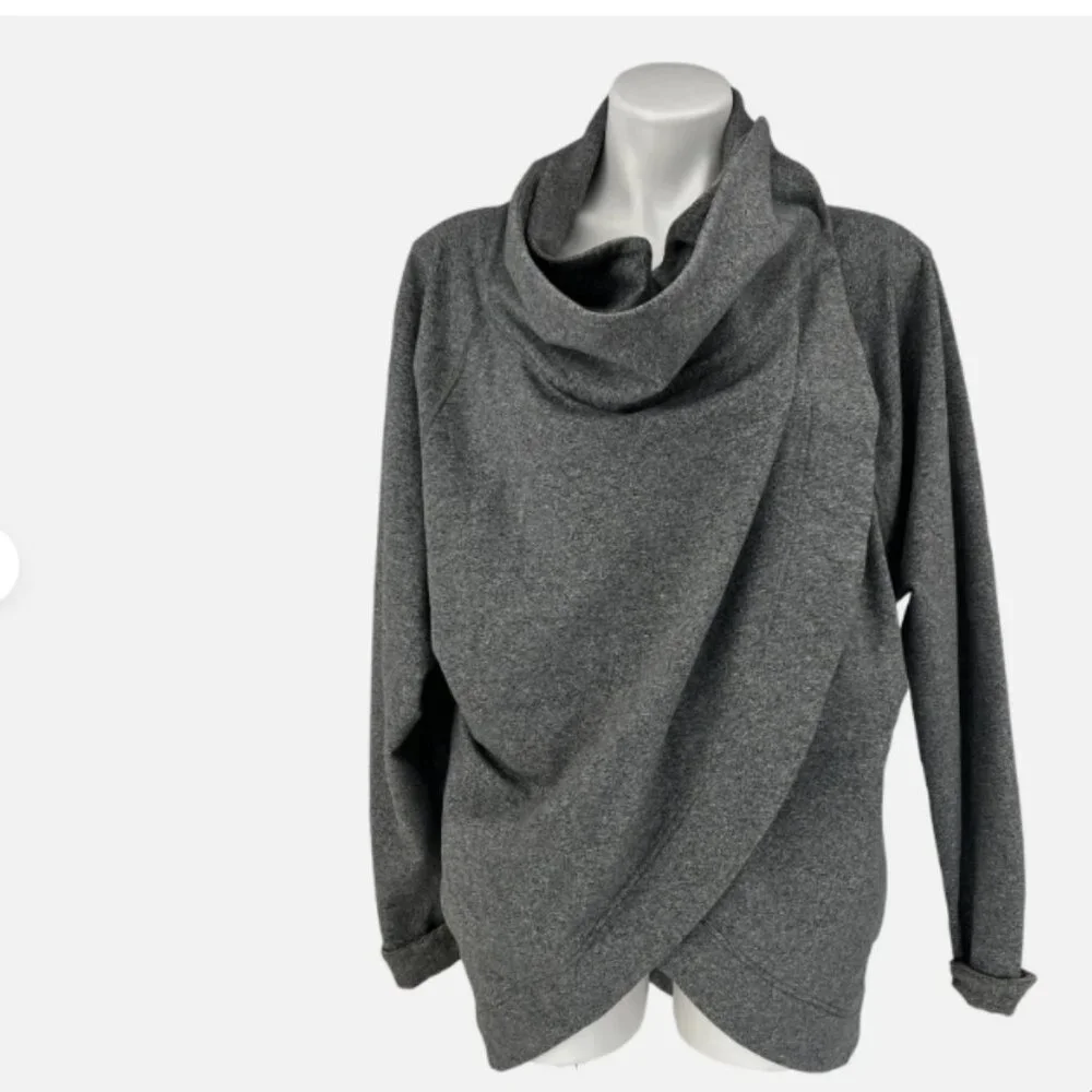 Lululemon That's A Wrap Gray Cowl Neck Long Sleeve Cardigan Sweater Cozy size 12 - Picture 1 of 7